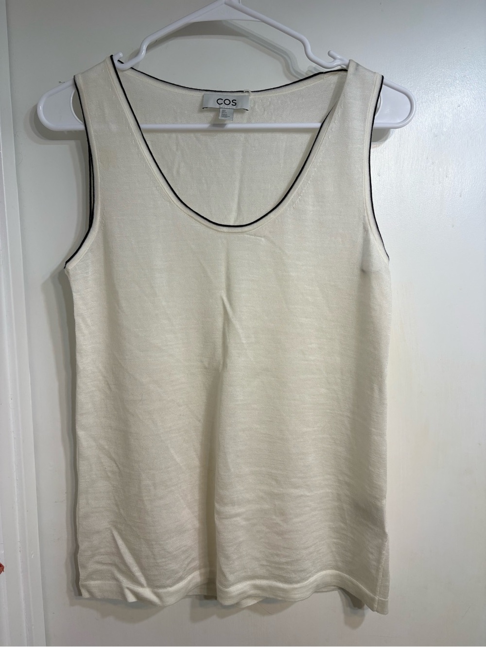 COS Cream Tank Top with Black Contrast Piping